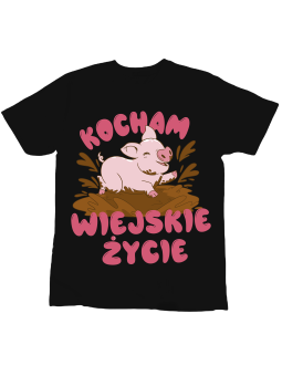 Koszulka Koszulka Dziecięca Kocham Wiejskie Życie Czarna - Śmieszne T-Shirty z Nadrukami ?