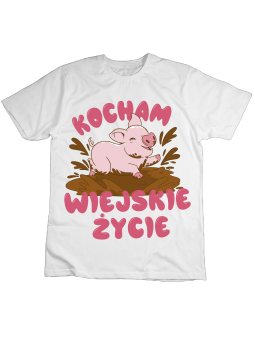 Koszulka Koszulka Dziecięca Kocham Wiejskie Życie Biała - Śmieszne T-Shirty z Nadrukami ?