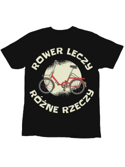 Koszulka Koszulka Dziecięca Rower Leczy różne Rzeczy Czarna - Śmieszne T-Shirty z Nadrukami ?