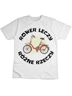 Koszulka Koszulka Dziecięca Rower Leczy różne Rzeczy Biała - Śmieszne T-Shirty z Nadrukami ?