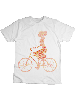 Koszulka Koszulka Dziecięca Dziewczyna z Rowerem Biała - Śmieszne T-Shirty z Nadrukami ?