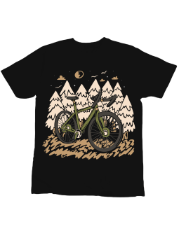 Koszulka Koszulka Dziecięca Rower w Lesie Czarna - Śmieszne T-Shirty z Nadrukami ?