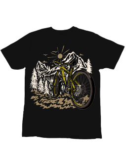 Koszulka Koszulka Dziecięca Rower Góry Słońce Czarna - Śmieszne T-Shirty z Nadrukami ?