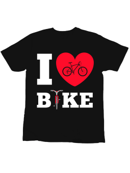 Koszulka Koszulka Dziecięca I Love Bike Czarna - Śmieszne T-Shirty z Nadrukami ?