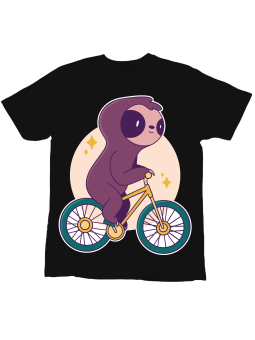 Koszulka Koszulka Dziecięca Leniwiec Na Rowerku Czarna - Śmieszne T-Shirty z Nadrukami ?