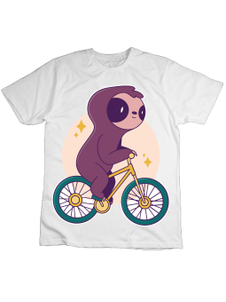 Koszulka Koszulka Dziecięca Leniwiec Na Rowerku Biała - Śmieszne T-Shirty z Nadrukami ?