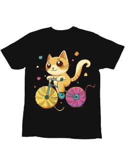 Koszulka Koszulka Dziecięca Kotek Na Rowerze Czarna - Śmieszne T-Shirty z Nadrukami ?