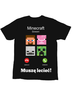 Koszulka Koszulka Dziecięca Minecraft Dzwoni Czarna - Śmieszne T-Shirty z Nadrukami ?