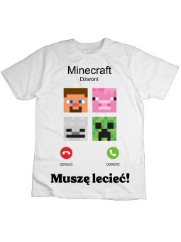Koszulka Koszulka Dziecięca Minecraft Dzwoni Biała - Śmieszne T-Shirty z Nadrukami ?