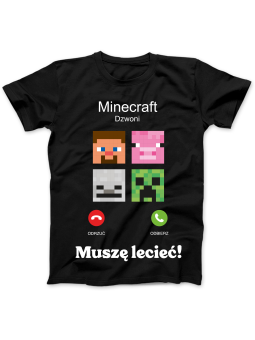 Koszulka Koszulka Damska Minecraft Dzwoni Czarna - Śmieszne T-Shirty z Nadrukami ?