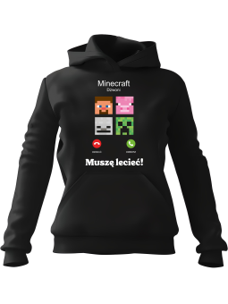 Bluza Męska z kapturem Minecraft Dzwoni Czarna - Śmieszne gadżety z Nadrukami ?