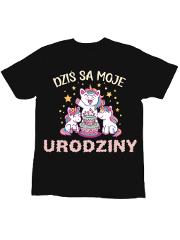Koszulka Koszulka Dziecięca Jednorożce Dziś Są Moje Urodziny Czarna - Śmieszne T-Shirty z Nadrukami ?