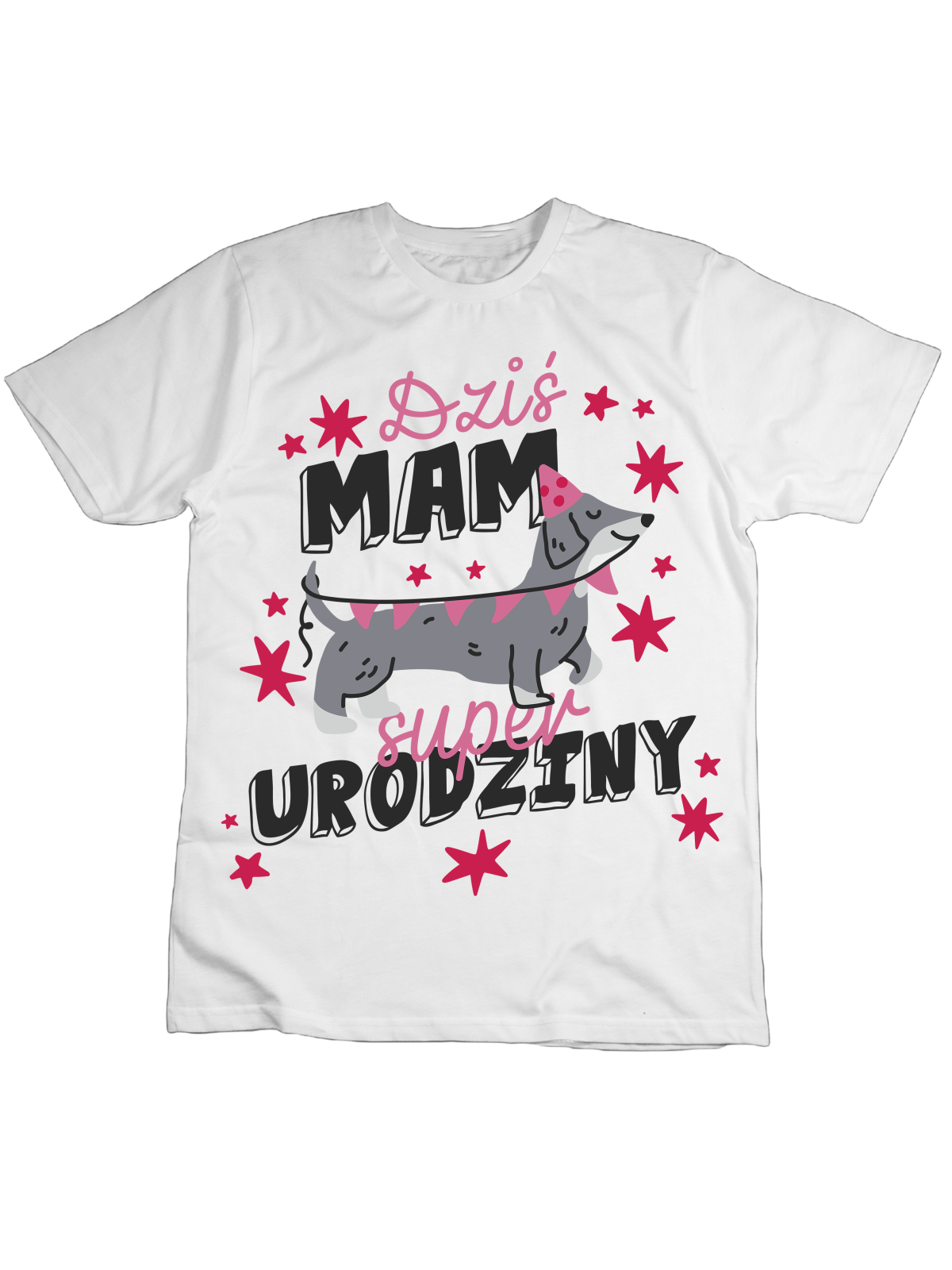 Koszulka Koszulka Dziecięca Jamnik Dziś Mam Urodziny Biała - Śmieszne T-Shirty z Nadrukami ?