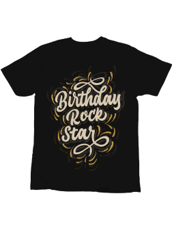 Koszulka Koszulka Dziecięca Birthday Rockstar Czarna - Śmieszne T-Shirty z Nadrukami ?