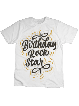 Koszulka Koszulka Dziecięca Birthday Rockstar Biała - Śmieszne T-Shirty z Nadrukami ?