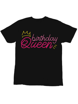 Koszulka Koszulka Dziecięca Birthday Queen Czarna - Śmieszne T-Shirty z Nadrukami ?