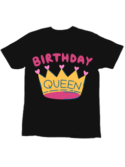 Koszulka Koszulka Dziecięca Korona Birthday Queen Czarna - Śmieszne T-Shirty z Nadrukami ?