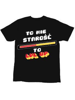 Koszulka Koszulka Dziecięca Urodzinowy Level Up Czarna - Śmieszne T-Shirty z Nadrukami ?