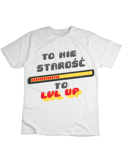 Koszulka Koszulka Dziecięca Urodzinowy Level Up Biała - Śmieszne T-Shirty z Nadrukami ?