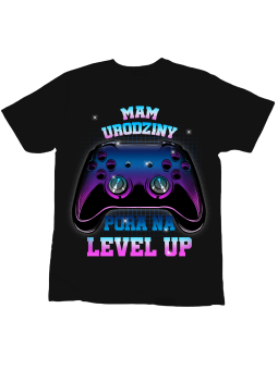Koszulka Koszulka Dziecięca Pora Na Level Up Czarna - Śmieszne T-Shirty z Nadrukami ?