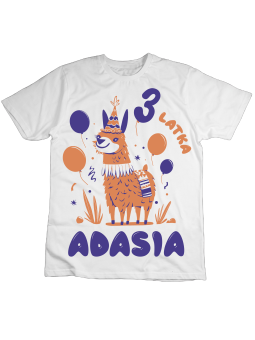 Koszulka Koszulka Dziecięca Lama Urodziny [WYBIERZ IMIĘ] [WYBIERZ WIEK] - Śmieszne T-Shirty z Nadrukami ?