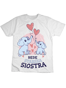 Koszulka Koszulka Dziecięca Będę Starszą Siostrą Biała - Śmieszne T-Shirty z Nadrukami ?