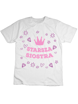 Koszulka Koszulka Dziecięca Starsza Siostra Diamenty Biała - Śmieszne T-Shirty z Nadrukami ?