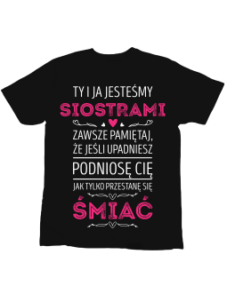 Koszulka Koszulka Dziecięca Jesteśmy Siostrami Czarna - Śmieszne T-Shirty z Nadrukami ?