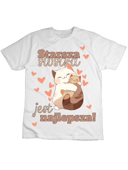 Koszulka Koszulka Dziecięca Starsza Siostra Jest Najlepsza Biała - Śmieszne T-Shirty z Nadrukami ?