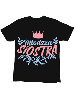Koszulka Koszulka Dziecięca Młodsza Siostra Czarna - Śmieszne T-Shirty z Nadrukami ?