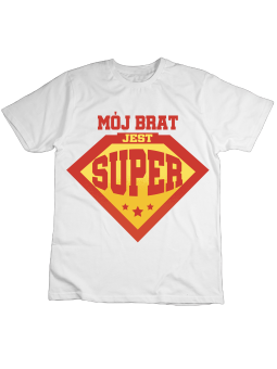 Koszulka Koszulka Dziecięca Mój Brat Jest Super Biała - Śmieszne T-Shirty z Nadrukami ?