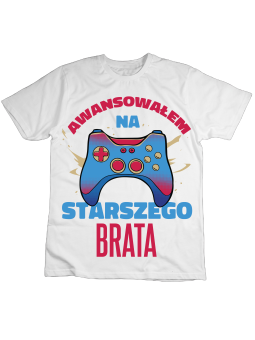 Koszulka Koszulka Dziecięca Awansowałem Na Starszego Brata Biała - Śmieszne T-Shirty z Nadrukami ?