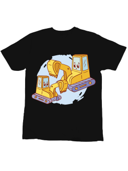 Koszulka Koszulka Dziecięca Dwie Koparki Czarna - Śmieszne T-Shirty z Nadrukami ?