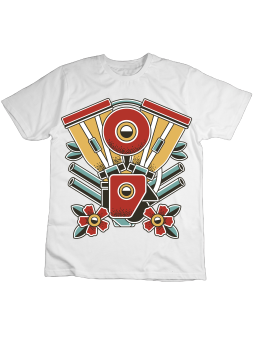 Koszulka Koszulka Dziecięca Silnik Tatuaż Biała - Śmieszne T-Shirty z Nadrukami ?