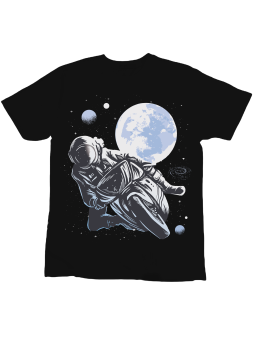 Koszulka Koszulka Dziecięca Motocyklista w Kosmosie Czarna - Śmieszne T-Shirty z Nadrukami ?