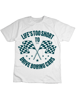 Koszulka Koszulka Dziecięca Life Is Too Short To Drive Boring Cars Biała - Śmieszne T-Shirty z Nadrukami ?