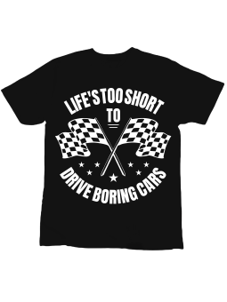 Koszulka Koszulka Dziecięca Life Is Too Short To Drive Boring Cars Czarna - Śmieszne T-Shirty z Nadrukami ?