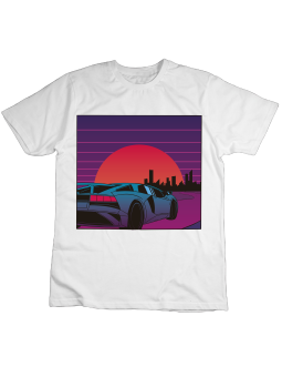 Koszulka Koszulka Dziecięca Vaporwave Car Biała - Śmieszne T-Shirty z Nadrukami ?