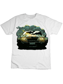 Koszulka Koszulka Dziecięca Komiksowy Samochód Biała - Śmieszne T-Shirty z Nadrukami ?