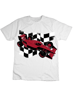 Koszulka Koszulka Dziecięca F1 Flaga Biała - Śmieszne T-Shirty z Nadrukami ?