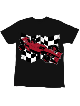 Koszulka Koszulka Dziecięca F1 Flaga Czarna - Śmieszne T-Shirty z Nadrukami ?