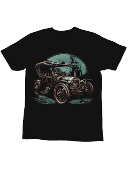 Koszulka Koszulka Dziecięca Old Timer Auto Steampunk Czarna - Śmieszne T-Shirty z Nadrukami ?