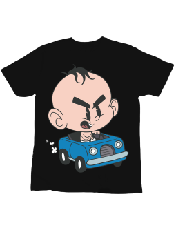 Koszulka Koszulka Dziecięca Dziecko w Autku Czarna - Śmieszne T-Shirty z Nadrukami ?