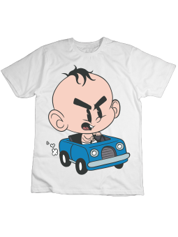 Koszulka Koszulka Dziecięca Dziecko w Autku Biała - Śmieszne T-Shirty z Nadrukami ?