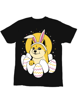 Koszulka Koszulka Dziecięca Pies Doge z Jajkami Czarna - Śmieszne T-Shirty z Nadrukami ?