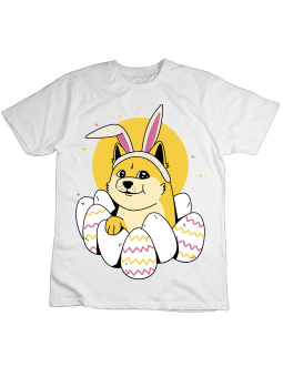 Koszulka Koszulka Dziecięca Pies Doge z Jajkami Biała - Śmieszne T-Shirty z Nadrukami ?
