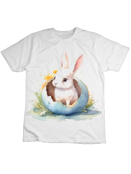 Koszulka Koszulka Dziecięca Słodki Króliczek w Jajku Biała - Śmieszne T-Shirty z Nadrukami ?