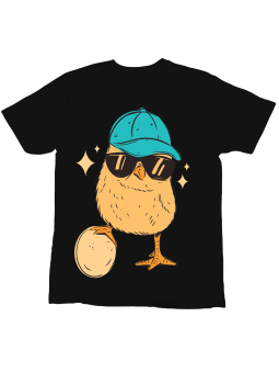 Koszulka Koszulka Dziecięca Kurczak w Okularach Czarna - Śmieszne T-Shirty z Nadrukami ?