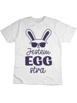 Koszulka Koszulka Dziecięca Jestem EGGstra Biała - Śmieszne T-Shirty z Nadrukami ?