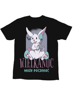 Koszulka Koszulka Dziecięca Wielkanoc Może Poczekać Czarna - Śmieszne T-Shirty z Nadrukami ?